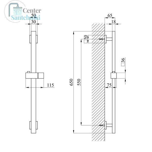 Штанга для душу Kroner KRP Edelstahl Kubus - ESG230 CV034875 фото