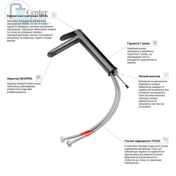 Змішувач для раковини Kroner Element 211111-5301 CV035943 фото