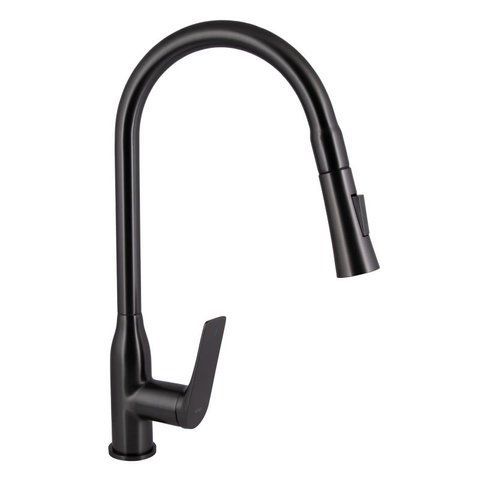 Змішувач для кухні Qtap Vlasta New з висувним виливом QTVLA344GMB45647 Gunmetal Black PVD SD00051771 фото