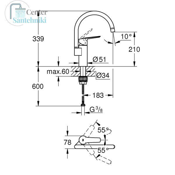 Змішувач для кухні Grohe QuickFix Start 304692430 CV034400 фото
