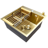 Кухонна мийка Kraft Handmade HM NANO GOLD PVD HS50*50 (3.0/1.0 мм) декор CS1482 фото
