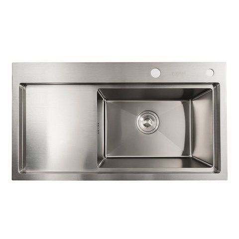 Кухонная мойка нержавейка 78*43 R Platinum Handmade (два отверстия, круглый сифон 3,0/0,8) 42233 фото
