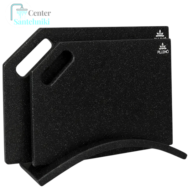 Комплект кухонной мойки Kraft NANO BLACK PVD HS60*45 (3.0/1.0 мм) декор CS25305 фото