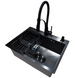 Комплект кухонной мойки Kraft NANO BLACK PVD HS60*45 (3.0/1.0 мм) декор CS25305 фото 5