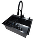 Комплект кухонной мойки Kraft NANO BLACK PVD HS60*45 (3.0/1.0 мм) декор CS25305 фото 6