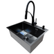 Комплект кухонной мойки Kraft NANO BLACK PVD HS60*45 (3.0/1.0 мм) декор CS25305 фото 4